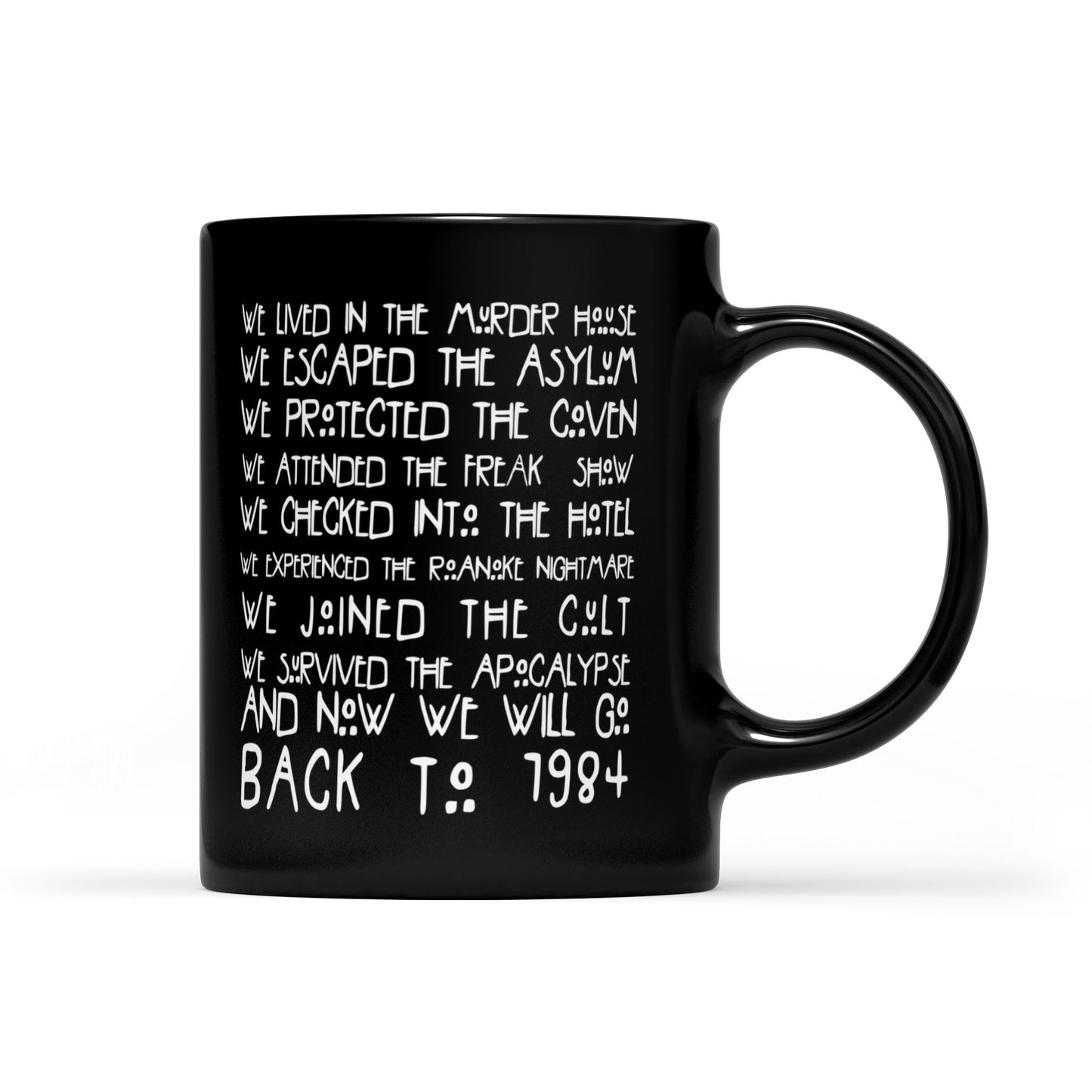 American Horror Story Ash Hotel 1984 Mug DS edit - Black Mug