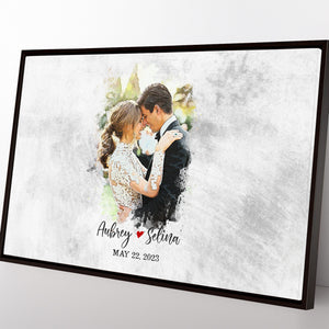 Wedding Guest Book Alternative Sign Canvas, Bride and Groom Photo Wedding Decor, Personalized Photo, Customized Names And Date